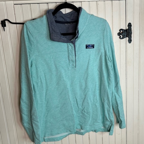 L.L. Bean Sweaters - L.L. Bean Blue Cotton Quarter Zip Pullover Sweater